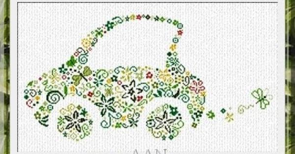 Alessandra Adelaide Needleworks Stickvorlage "Small Green Car "